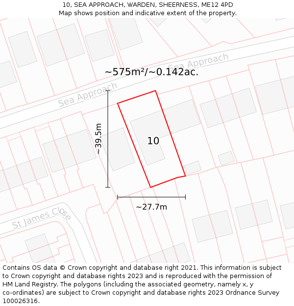 10, SEA APPROACH, WARDEN, SHEERNESS, ME12 4PD: Plot and title map