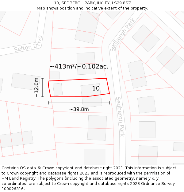 10, SEDBERGH PARK, ILKLEY, LS29 8SZ: Plot and title map