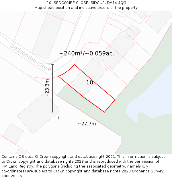 10, SEDCOMBE CLOSE, SIDCUP, DA14 4QG: Plot and title map