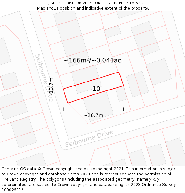 10, SELBOURNE DRIVE, STOKE-ON-TRENT, ST6 6PR: Plot and title map