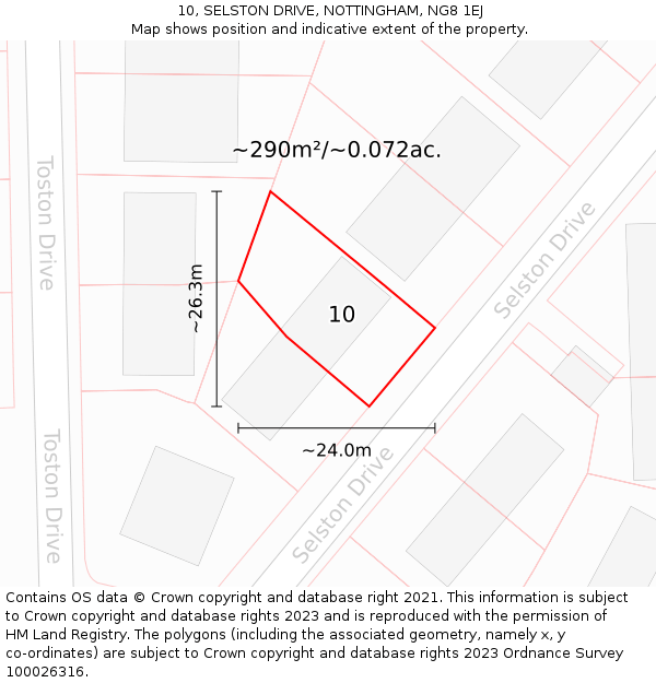 10, SELSTON DRIVE, NOTTINGHAM, NG8 1EJ: Plot and title map