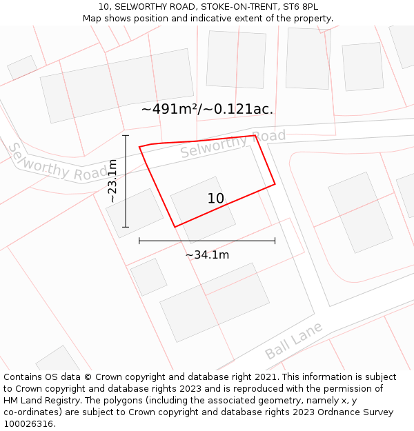 10, SELWORTHY ROAD, STOKE-ON-TRENT, ST6 8PL: Plot and title map