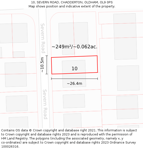 10, SEVERN ROAD, CHADDERTON, OLDHAM, OL9 0PS: Plot and title map