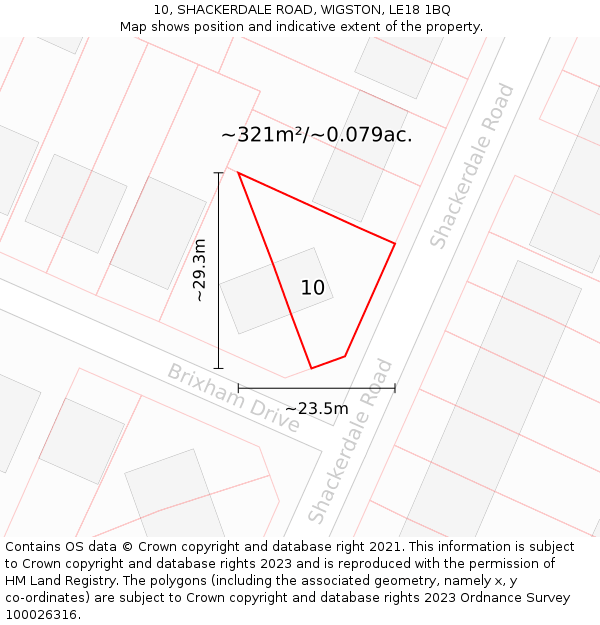 10, SHACKERDALE ROAD, WIGSTON, LE18 1BQ: Plot and title map