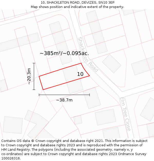 10, SHACKLETON ROAD, DEVIZES, SN10 3EP: Plot and title map