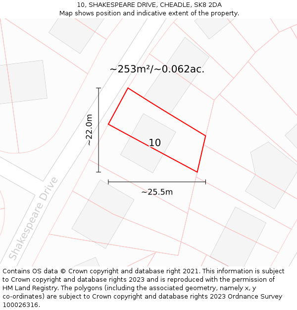 10, SHAKESPEARE DRIVE, CHEADLE, SK8 2DA: Plot and title map