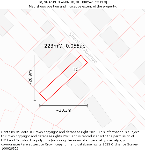 10, SHANKLIN AVENUE, BILLERICAY, CM12 9JJ: Plot and title map