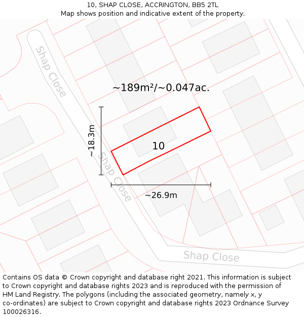 10, SHAP CLOSE, ACCRINGTON, BB5 2TL: Plot and title map