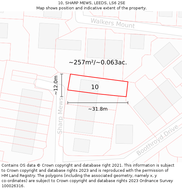10, SHARP MEWS, LEEDS, LS6 2SE: Plot and title map