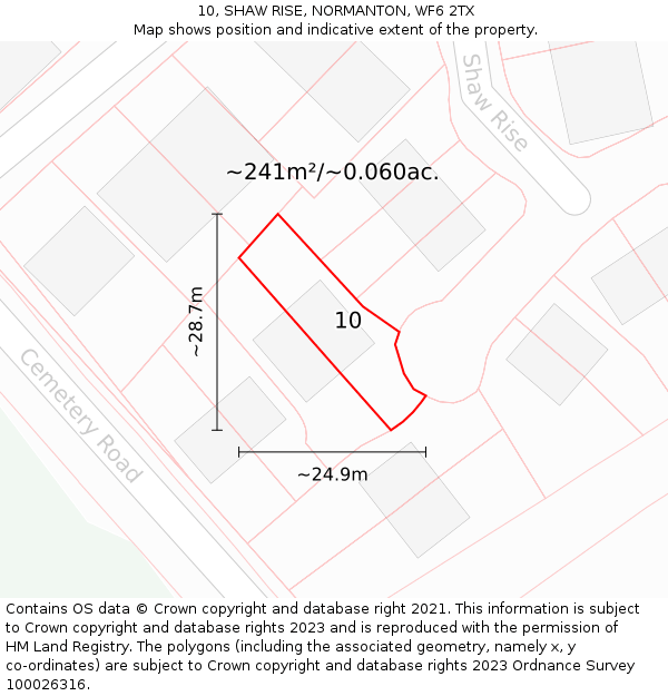 10, SHAW RISE, NORMANTON, WF6 2TX: Plot and title map