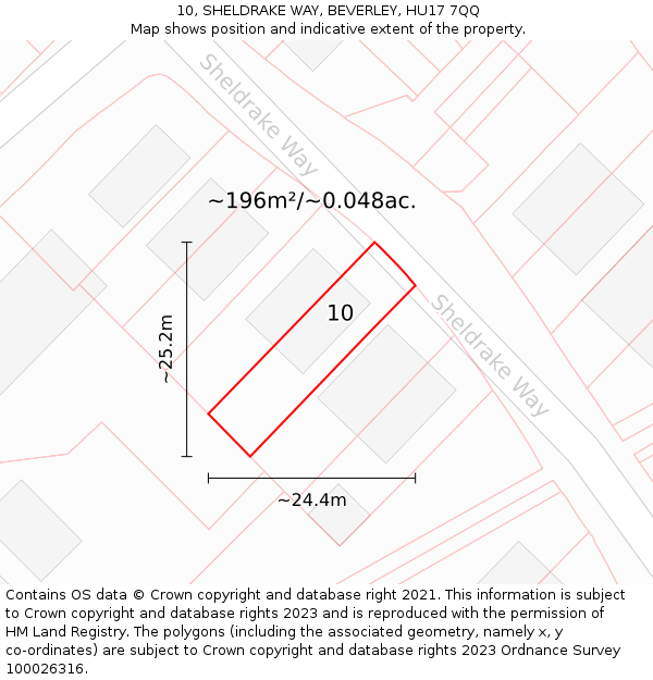10, SHELDRAKE WAY, BEVERLEY, HU17 7QQ: Plot and title map