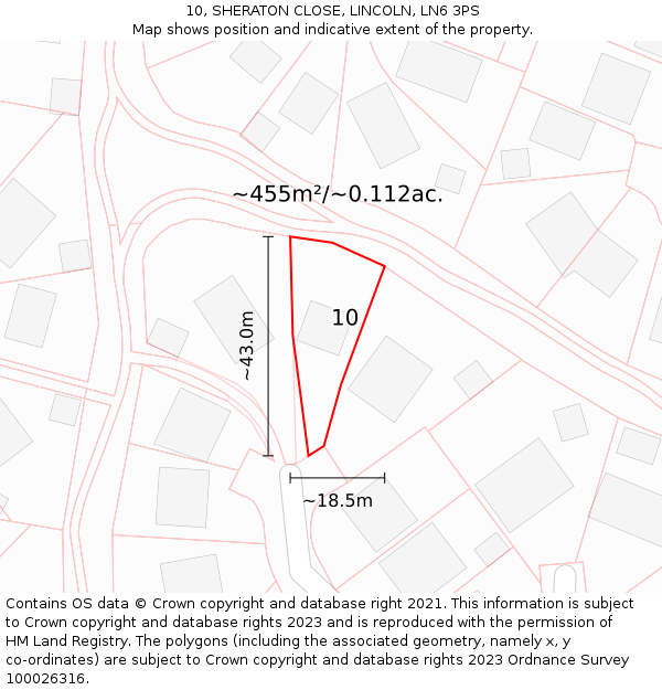 10, SHERATON CLOSE, LINCOLN, LN6 3PS: Plot and title map