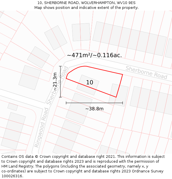 10, SHERBORNE ROAD, WOLVERHAMPTON, WV10 9ES: Plot and title map