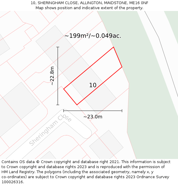 10, SHERINGHAM CLOSE, ALLINGTON, MAIDSTONE, ME16 0NF: Plot and title map