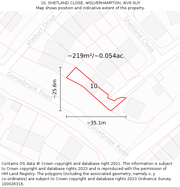 10, SHETLAND CLOSE, WOLVERHAMPTON, WV6 0UY: Plot and title map