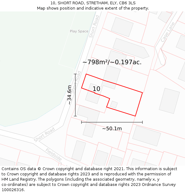 10, SHORT ROAD, STRETHAM, ELY, CB6 3LS: Plot and title map