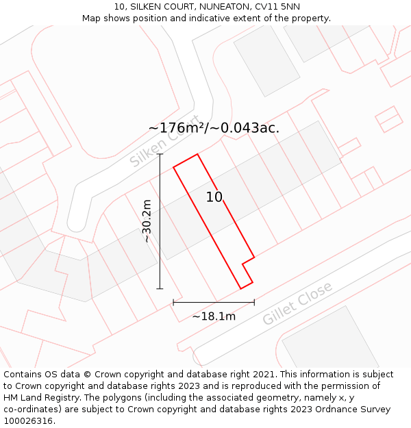 10, SILKEN COURT, NUNEATON, CV11 5NN: Plot and title map