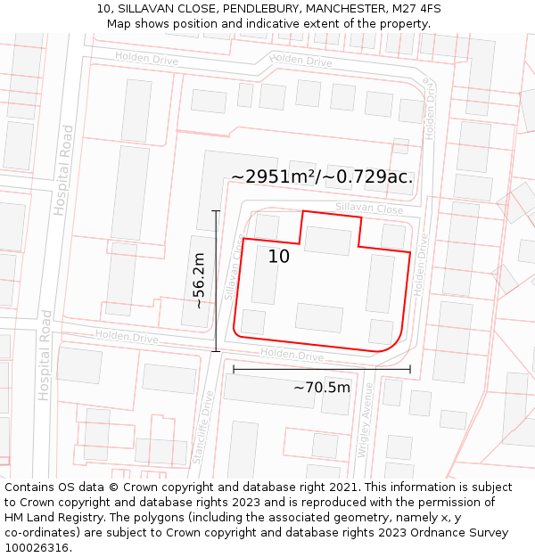 10, SILLAVAN CLOSE, PENDLEBURY, MANCHESTER, M27 4FS: Plot and title map