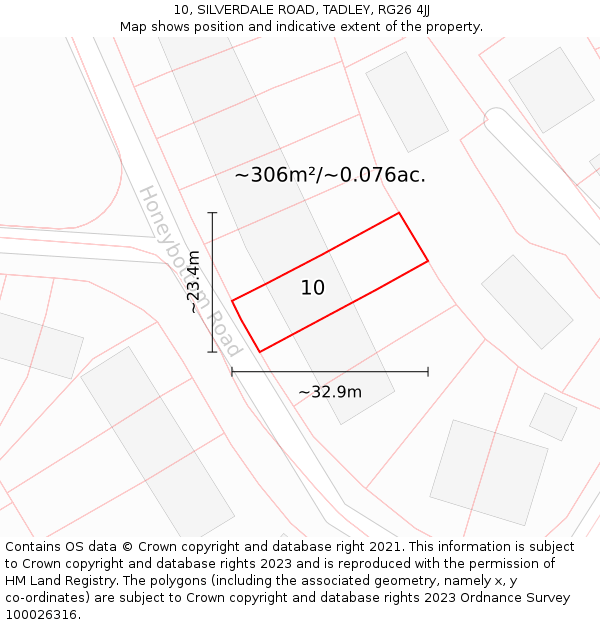 10, SILVERDALE ROAD, TADLEY, RG26 4JJ: Plot and title map