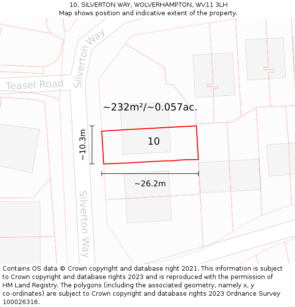 10, SILVERTON WAY, WOLVERHAMPTON, WV11 3LH: Plot and title map