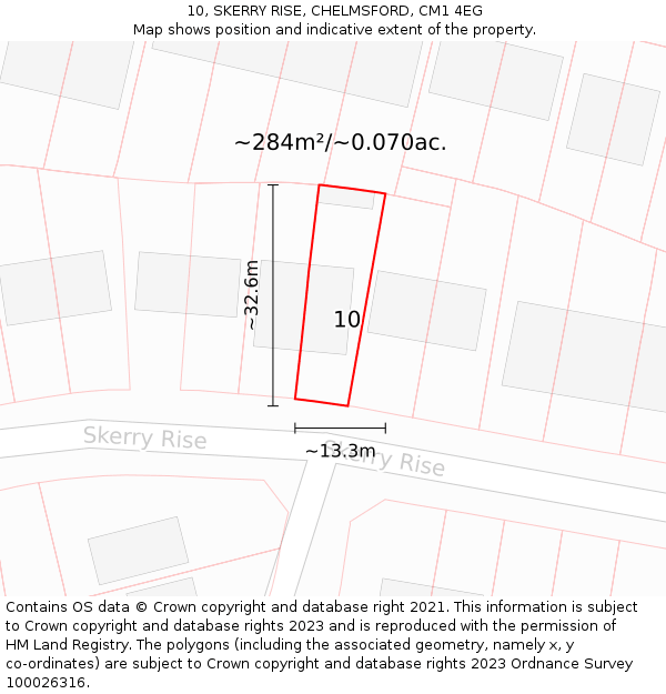 10, SKERRY RISE, CHELMSFORD, CM1 4EG: Plot and title map