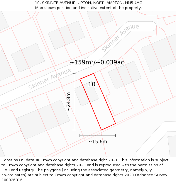 10, SKINNER AVENUE, UPTON, NORTHAMPTON, NN5 4AG: Plot and title map