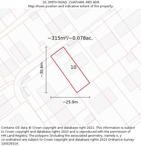 10, SMITH ROAD, CHATHAM, ME5 8DR: Plot and title map