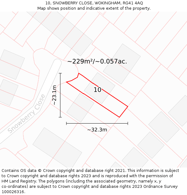 10, SNOWBERRY CLOSE, WOKINGHAM, RG41 4AQ: Plot and title map