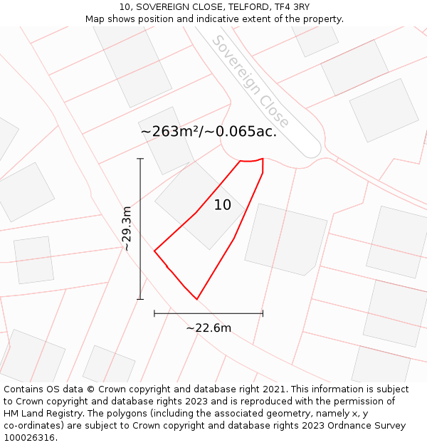 10, SOVEREIGN CLOSE, TELFORD, TF4 3RY: Plot and title map
