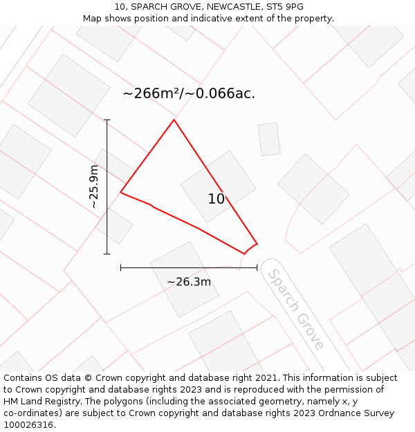 10, SPARCH GROVE, NEWCASTLE, ST5 9PG: Plot and title map