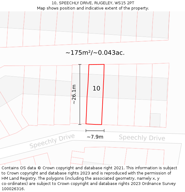 10, SPEECHLY DRIVE, RUGELEY, WS15 2PT: Plot and title map