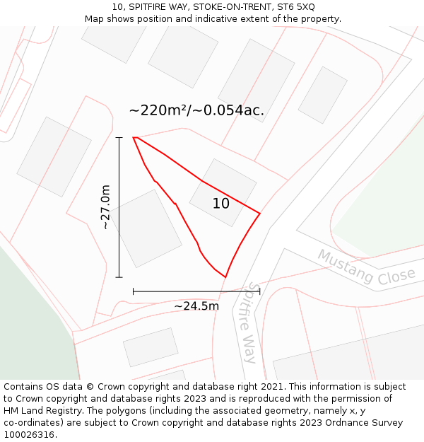 10, SPITFIRE WAY, STOKE-ON-TRENT, ST6 5XQ: Plot and title map