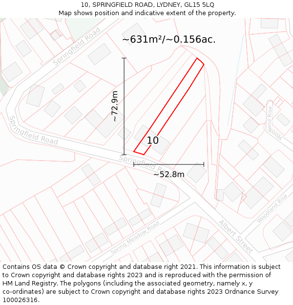 10, SPRINGFIELD ROAD, LYDNEY, GL15 5LQ: Plot and title map