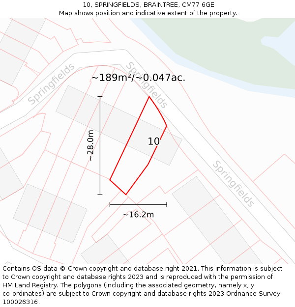 10, SPRINGFIELDS, BRAINTREE, CM77 6GE: Plot and title map