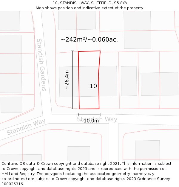 10, STANDISH WAY, SHEFFIELD, S5 8YA: Plot and title map