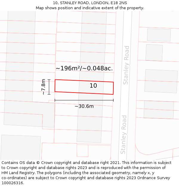 10, STANLEY ROAD, LONDON, E18 2NS: Plot and title map