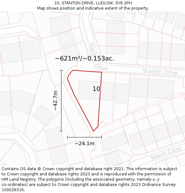 10, STANTON DRIVE, LUDLOW, SY8 2PH: Plot and title map