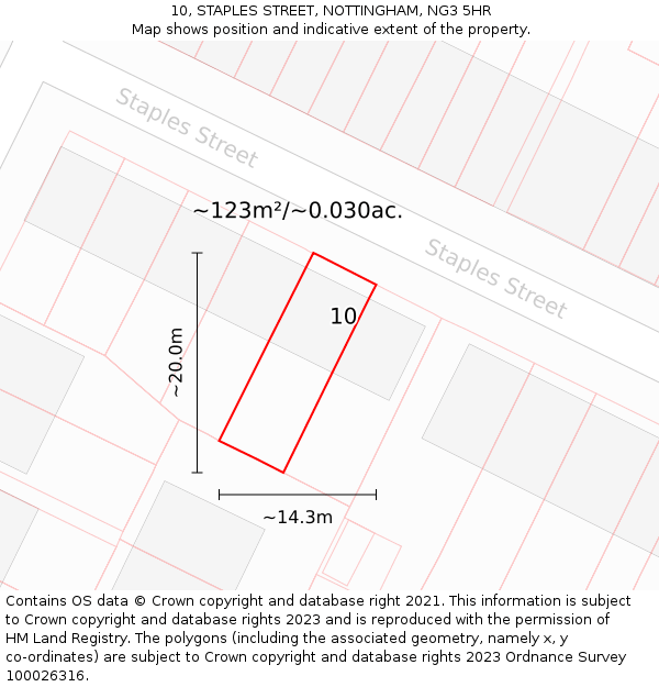 10, STAPLES STREET, NOTTINGHAM, NG3 5HR: Plot and title map
