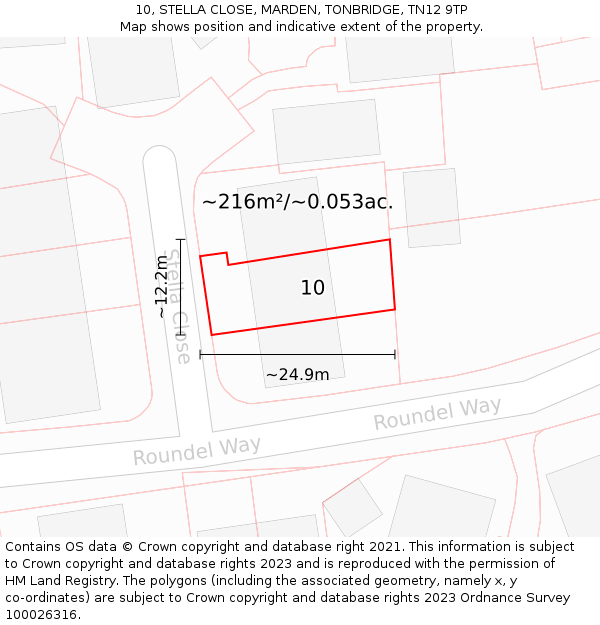 10, STELLA CLOSE, MARDEN, TONBRIDGE, TN12 9TP: Plot and title map