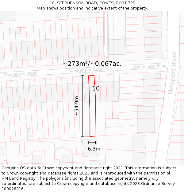 10, STEPHENSON ROAD, COWES, PO31 7PP: Plot and title map