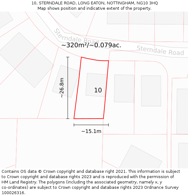 10, STERNDALE ROAD, LONG EATON, NOTTINGHAM, NG10 3HQ: Plot and title map