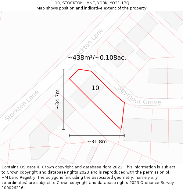 10, STOCKTON LANE, YORK, YO31 1BQ: Plot and title map