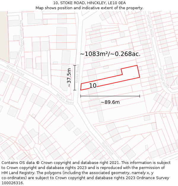 10, STOKE ROAD, HINCKLEY, LE10 0EA: Plot and title map