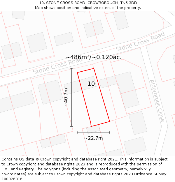 10, STONE CROSS ROAD, CROWBOROUGH, TN6 3DD: Plot and title map