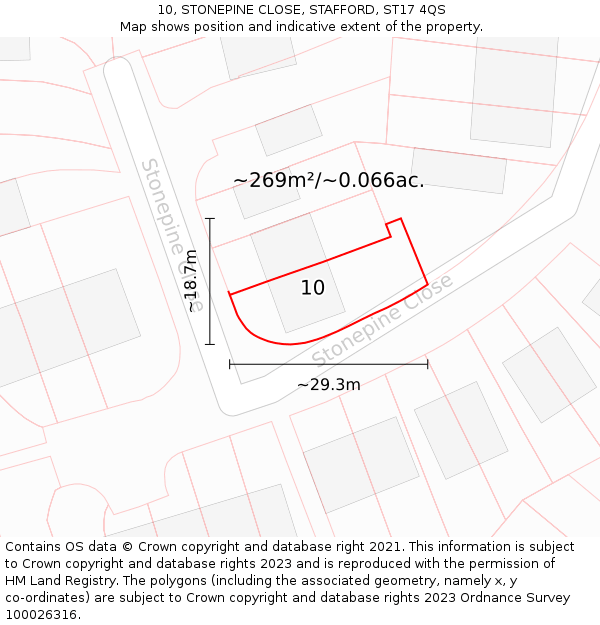 10, STONEPINE CLOSE, STAFFORD, ST17 4QS: Plot and title map