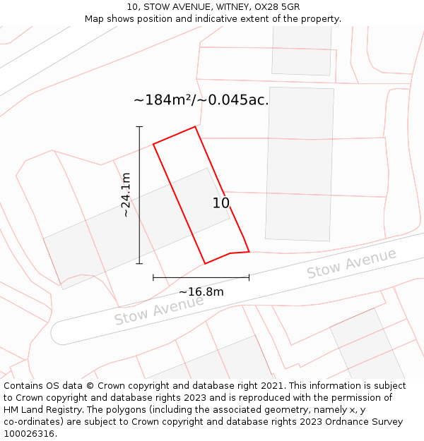 10, STOW AVENUE, WITNEY, OX28 5GR: Plot and title map
