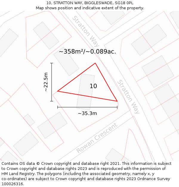 10, STRATTON WAY, BIGGLESWADE, SG18 0PL: Plot and title map