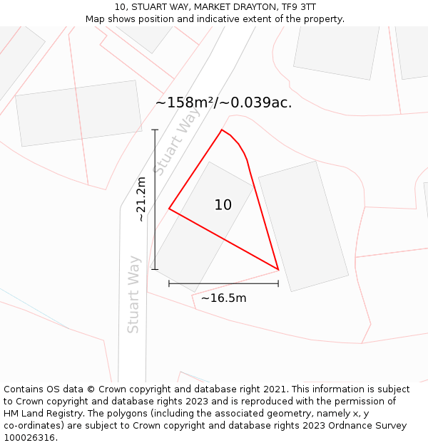 10, STUART WAY, MARKET DRAYTON, TF9 3TT: Plot and title map