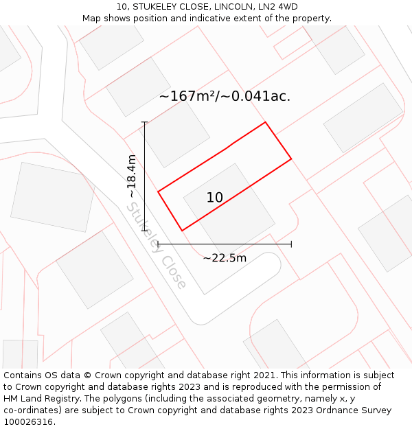 10, STUKELEY CLOSE, LINCOLN, LN2 4WD: Plot and title map