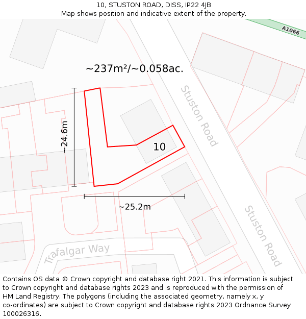 10, STUSTON ROAD, DISS, IP22 4JB: Plot and title map